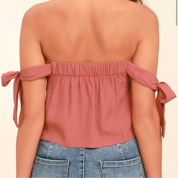 Lulus that's the ticket dusty rose Pink Flowy crop Top tie Shoulder sz small - Picture 4 of 11
